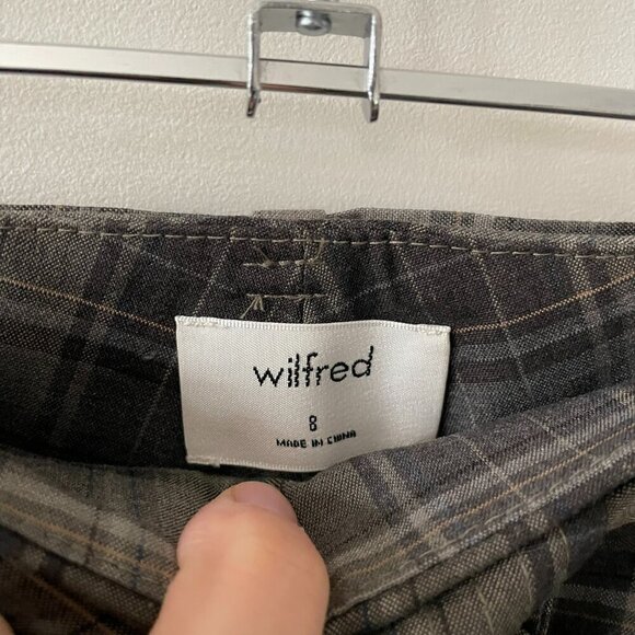 Wilfred Jallade Plaid Print High Rise Belted Straight Leg Casual Pants Gray 8 - Picture 8 of 8